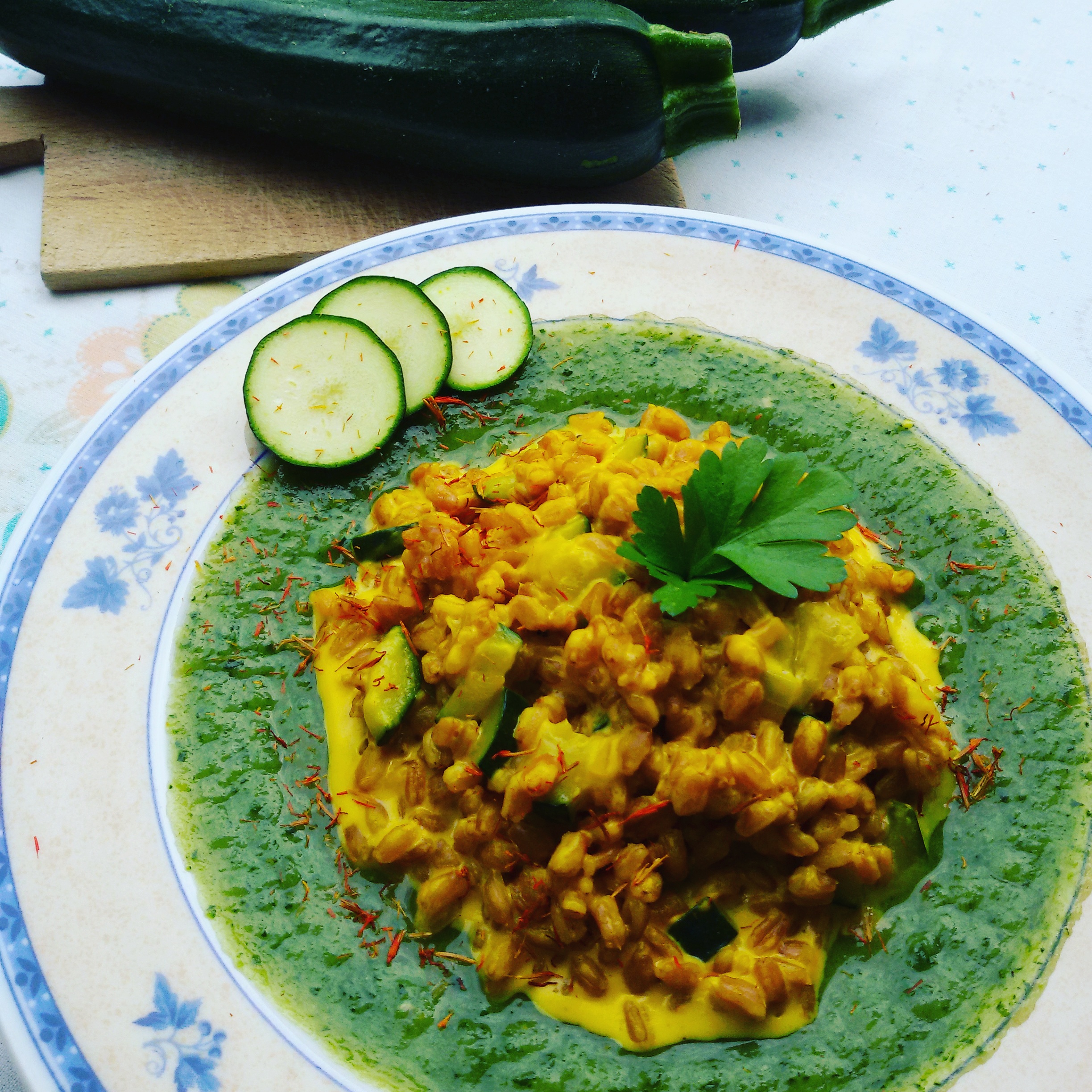 ViviLight » farrotto allo zafferano con vellutata di zucchine